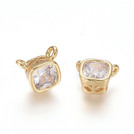 Brass Cubic Zirconia Charms ZIRC-D118-07G-1