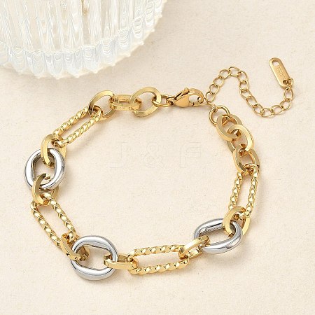 304 Stainless Steel Oval Link Chain Bracelets for Women BJEW-A169-05GP-1