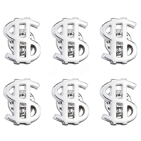 6Pcs Dollar Sign Brass Lapel Pin Backs for Backpack Clothes JEWB-FH0003-06-1
