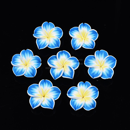 Handmade Polymer Clay 3D Flower Plumeria Beads X-CLAY-Q192-30mm-05-1