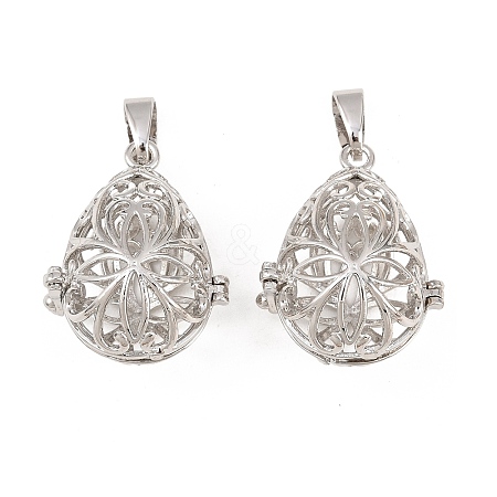 Brass Hollow Teardrop Cage Pendants KK-L079-20-NR-1