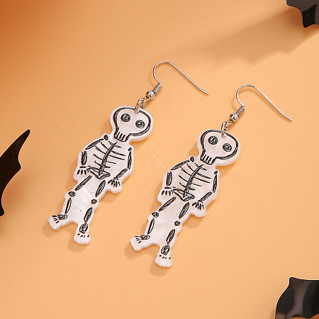 Halloween Cartoon Acrylic Skeleton Dangle Earrings for Women QK1762-1-1