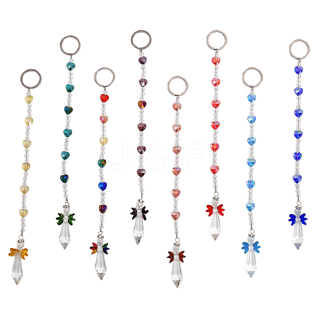 CHGCRAFT Colorful Electroplate Glass Beaded Keychain KEYC-CA0001-37-1