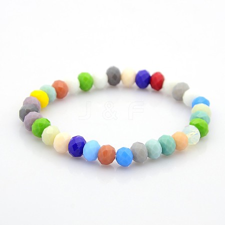 Glass Rondelle Beads Stretch Bracelets BJEW-F073-03-1