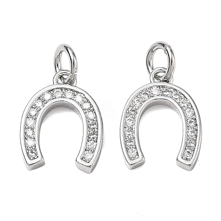 CZ Brass Micro Pave Cubic Zirconia Horse Shoe Charms ZIRC-L018-13P-1