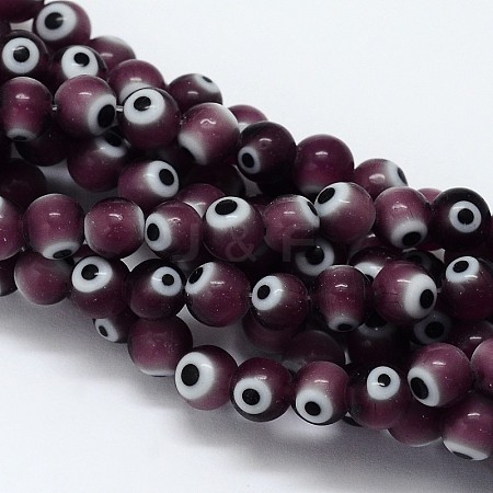 Handmade Evil Eye Lampwork Round Bead Strands LAMP-L055-10mm-04-1