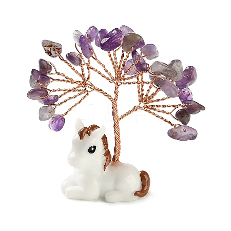 Natural Amethyst Chips Tree of Life Decorations DJEW-A017-01I-1