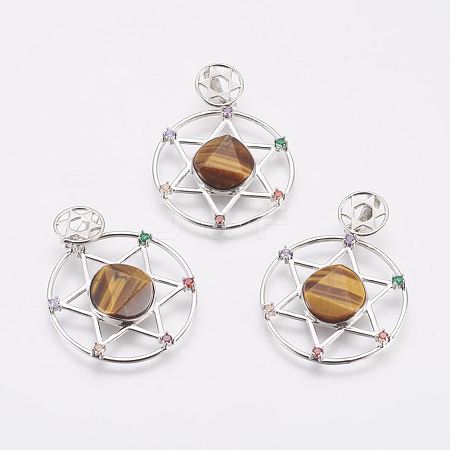 Natural Tiger Eye Pendants G-E488-B01-P-1