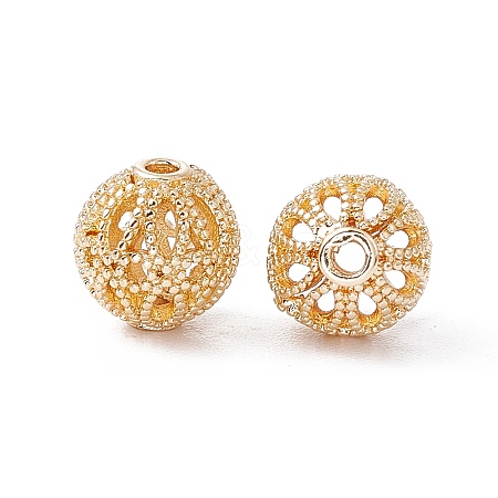 Rack Plating Brass Hollow Beads KK-P219-01B-G-1