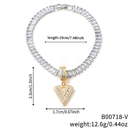 Fashionable Brass Micro Pave Clear Cubic Zirconia Charm Bracelets AF9298-22-1