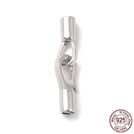 Rhodium Plated 925 Sterling Silver Fold Over Clasps STER-G038-08P-1
