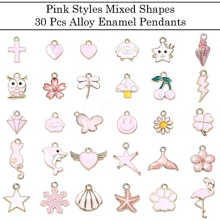 30Pcs 30 Styles Alloy Enamel Pendants ENAM-YW0003-99-1