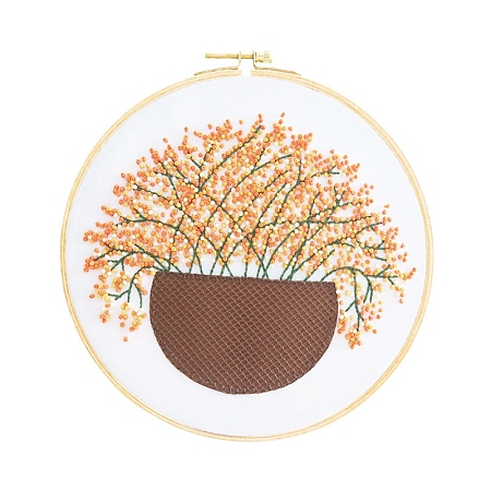 Gypsophila Pattern DIY Embroidery Kit DIY-P077-051-1