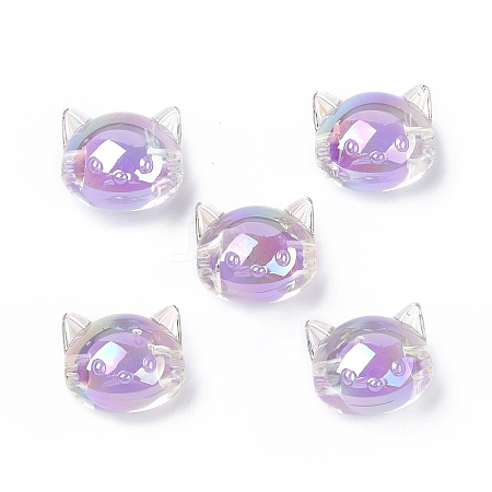 UV Plating Rainbow Iridescent Acrylic Beads OACR-H015-05A-1