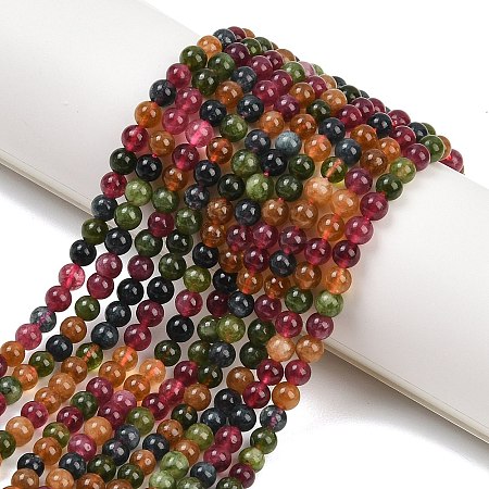 Natural Green Jade Imitation Tourmaline Beads Strands G-B046-08D-4mm-1