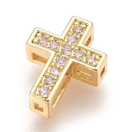 Brass Micro Pave Cubic Zirconia Beads ZIRC-F088-027G-1