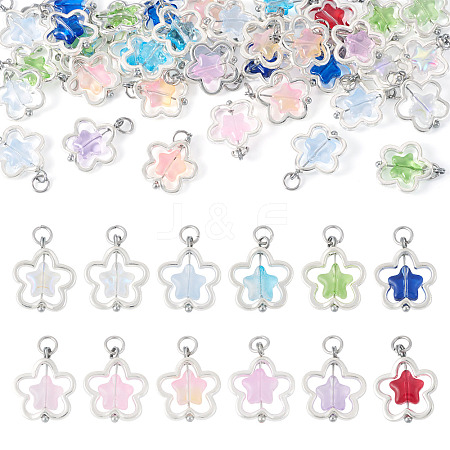 50Pcs Alloy & Glass Pendants PALLOY-TAC0239-1
