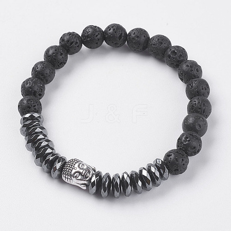 Synthetic Hematite Stretch Bracelets BJEW-I241-25A-1