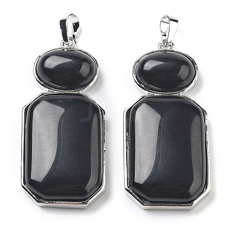 Natural Obsidian Human Body Shaped Pendants G-P552-03P-05-1