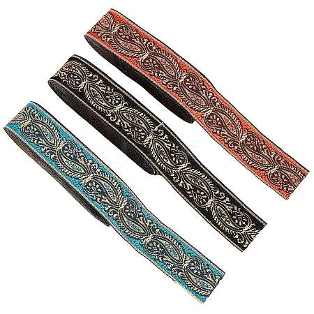 FINGERINSPIRE 15M 3 Styles Ethnic Style Embroidery Polyester Ribbons OCOR-FG0001-47-1