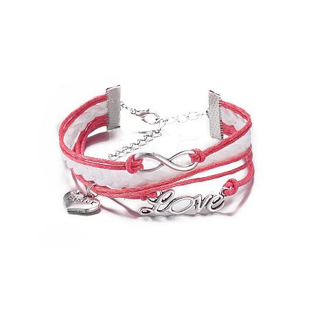 Love Sister & Infinity Leather Multi-strand Bracelets BJEW-BB15539-1