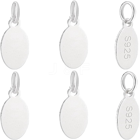 6Pcs 925 Sterling Silver Oval Charms STER-PH0002-48-1