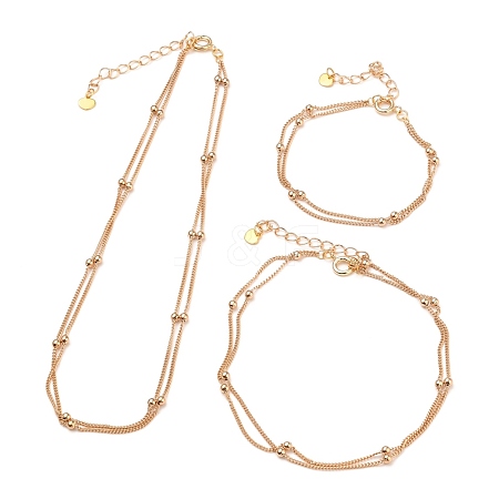 Brass Curb Chains Multi-strand Bracelets X-SJEW-JS01134-1