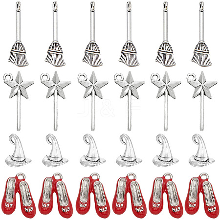 80Pcs 4 Styles Magic Girl Theme Alloy Pendants TIBEP-SC0003-66-1