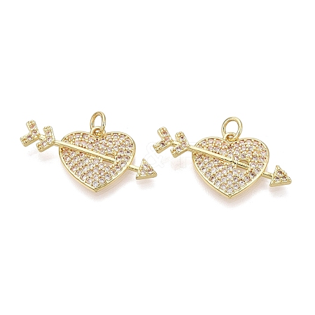 Valentine's Day Brass Micro Pave Clear Cubic Zirconia Pendants KK-Q072-10G-1