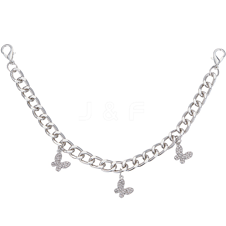 Alloy Rhinestone Butterfly Charms Boot Strap Chains AJEW-WH20048-21P-1