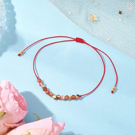Natural Round Carnelian Beads Braided Bead Bracelets for Women BJEW-JB11655-08-1