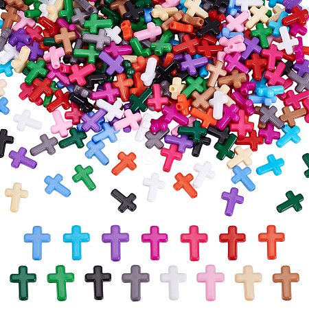 300Pcs 15 Colors Opaque Acrylic Beads SACR-UN0001-04-1