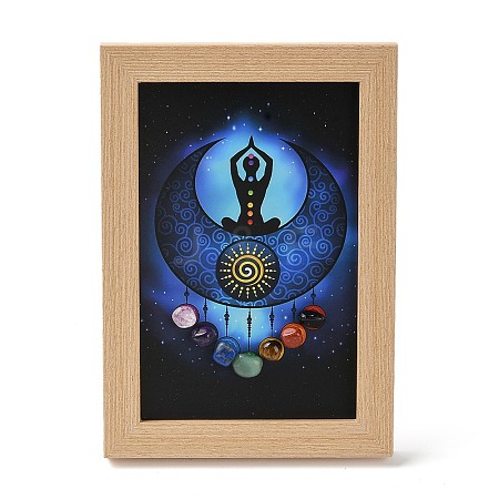 Yoga Gemstone Chakra Picture Frame Stand DJEW-F021-05I-1