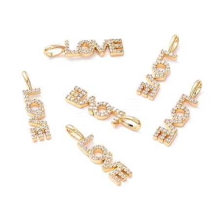 Brass Micro Pave Clear Cubic Zirconia Pendants ZIRC-Z019-35G-NR-1