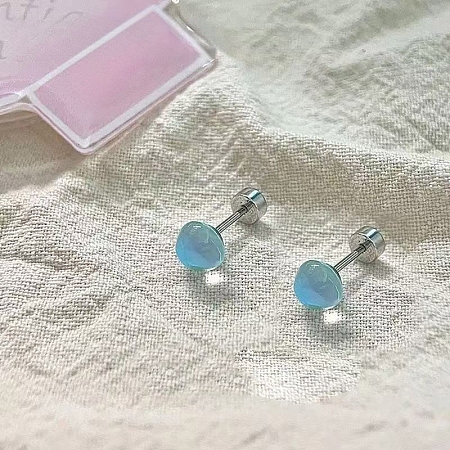 316L Surgical Stainless Steel & Glass Stud Earrings WGE1D71-02-1