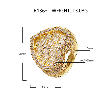 Brass Micro Pave Clear Cubic Zirconia Finger Rings for Women FS-WG571C7-01-1