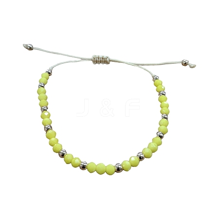 Glass & Brass Round Beads Braided Bead Bracelets RD6595-15-1
