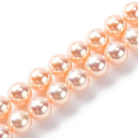 UV Plating Pearlized Glass Pearl Beads Strands GLAA-F128-01A-T7-1