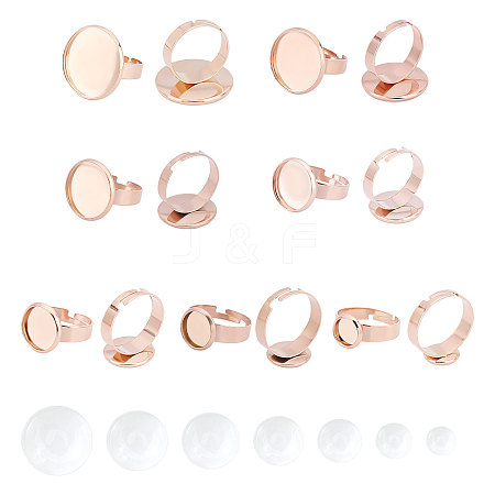 14Pcs Flat Round Adjustable 304 Stainless Steel Finger Rings Components DIY-UN0002-75-1
