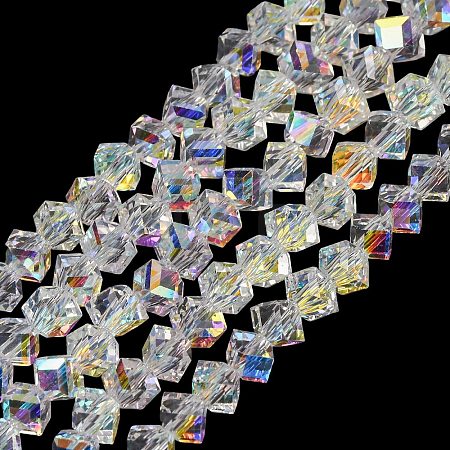 Electroplate Transparent Glass Beads Strands GL-CBA7A17-01A-15-1