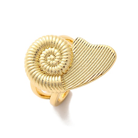 Spiral Shell Brass Open Cuff Rings RJEW-U009-10G-1