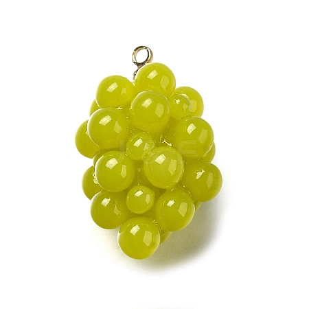 Grape Brass Acrylic Pendants OACR-R006-05G-08-1