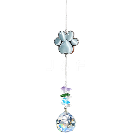 Glass Round Hanging Suncatcher AJEW-WH20130-15-1
