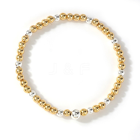 Brass Round Beads Stretch Bracelets for Women HH7054-4-1