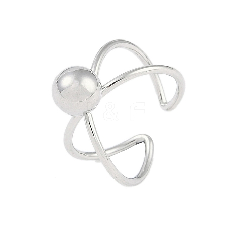 304 Stainless Steel Round Open Cuff Ring RJEW-C097-06P-1