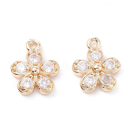 Rack Plating Brass Cubic Zirconia Charms X-ZIRC-C026-12LG-1