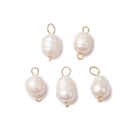 Natural Freshwater Pearl Rice Connector Charms PALLOY-JF03395-1