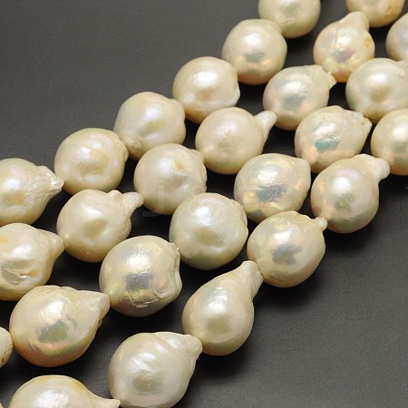 Calabash Nucleated Natural Cultured Freshwater Pearl Beads Strands PEAR-F001-08-1