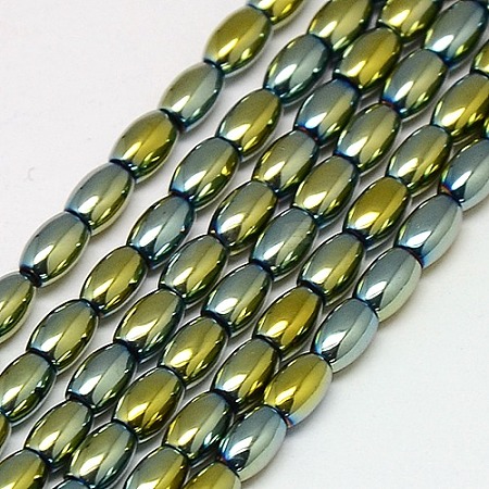 Electroplate Non-magnetic Synthetic Hematite Beads Strands G-J168-6x4mm-03-1