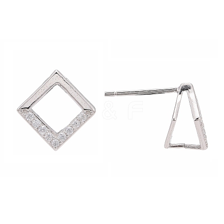 Anti-Tarnish Rhodium Plated 925 Sterling Silver Stud Earring Findings STER-F048-28P-1